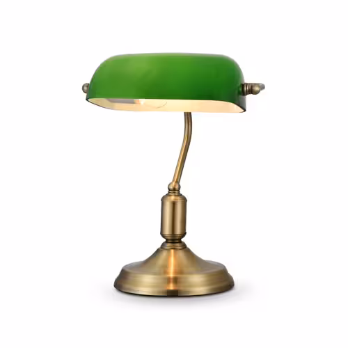Bankerleuchte mit grünem Schirm