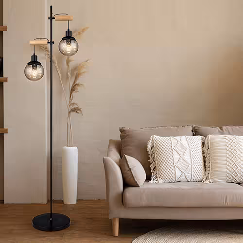 Stehleuchte mit rauchfarbenen Gläsern